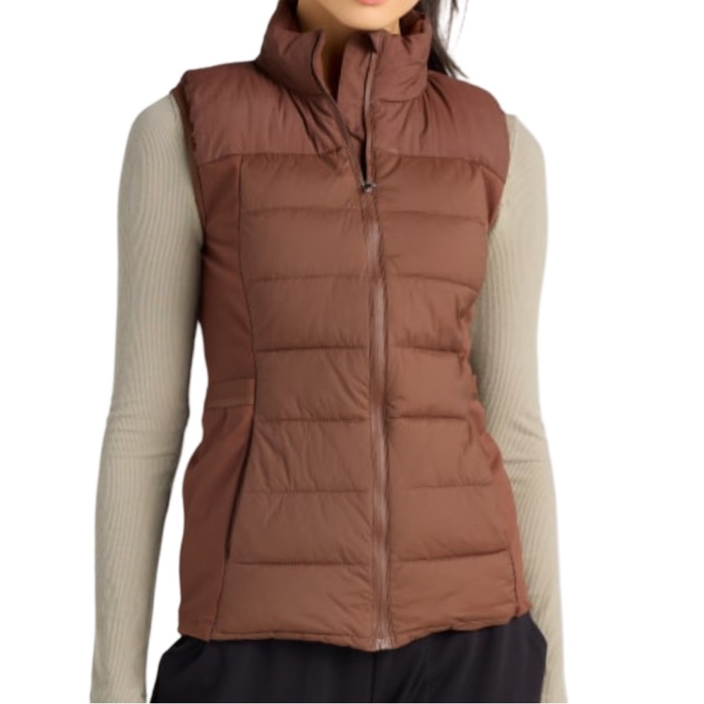 Interval‎ Wantable Women Luxe Brown Fitted Quilted Puffer Vest Size Large EUC
